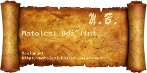 Matolcsi Bálint névjegykártya